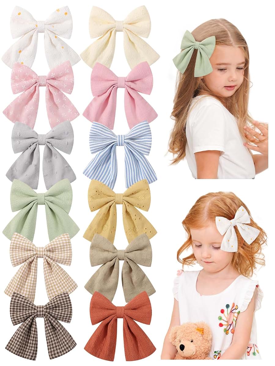 Jollybows 12-Piece Baby Girls Hair Clips - Fable Bow Accessories