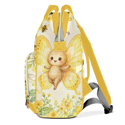 LiSoAkWE Customizable Large Capacity Watercolor Sweet Bee Honey Diaper Bag Personalized Name,Waterproof Multi-Function (photo 3)