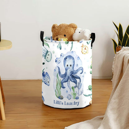 Joyestore Underwater-Creatures-Sea-Turtle-Octopus Storage Bin, Waterproof Oxford Fabric Clothes Basket Organizer for (photo 3)