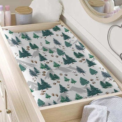 BabyOneStop Forest Animals Changing Pad Cover, 16x32 Inch Stretchy Soft Polyester Sheet