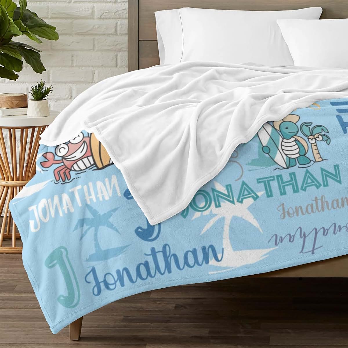 BlueKeyStudio Personalized Baby Blanket for Boys Girls Custom Baby Blanket with Name Customzied Name Blanket Baby Gifts (photo 3)