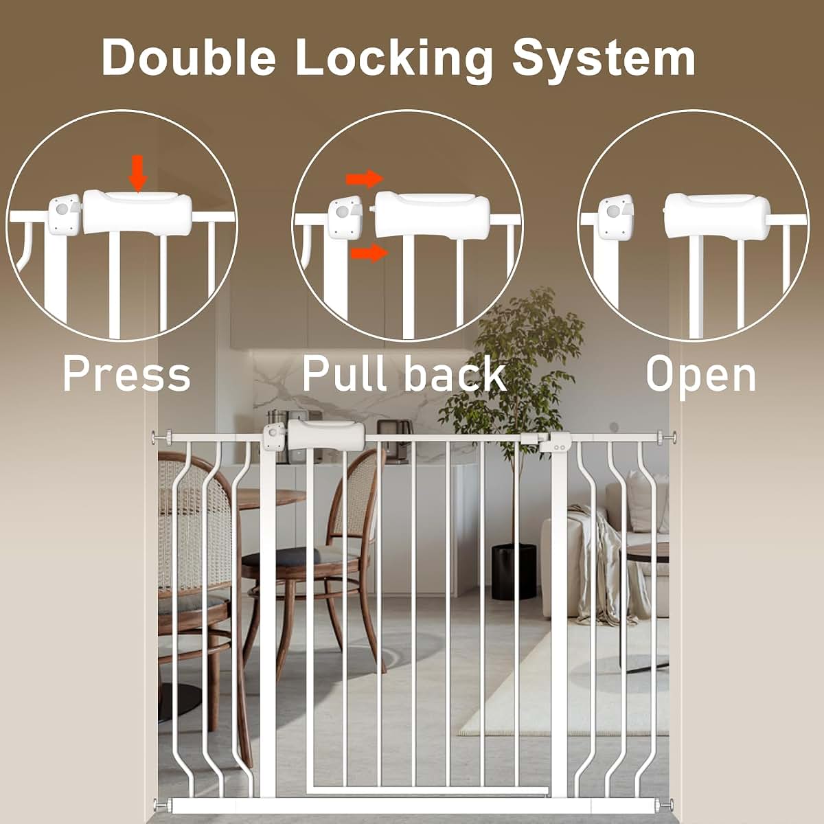 ALLAIBB Extra Wide Pressure Mount Baby Gate, 57.48-62.02 Inch (photo 2)