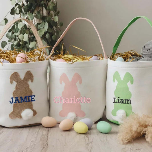shiguangji Personalized Easter Basket With Name | Bunny Baskets for Kids | Custom Easter Basket for Toddler Boys &