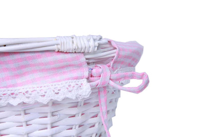 Krzil Round Wicker Storage Basket With Cotton Linen Lining