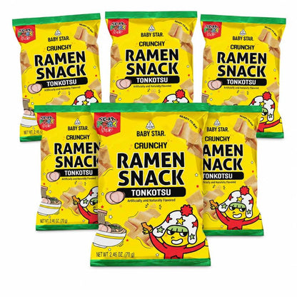 Baby Star Tonkotsu Crunchy Ramen Snack Wide, 6 Pack