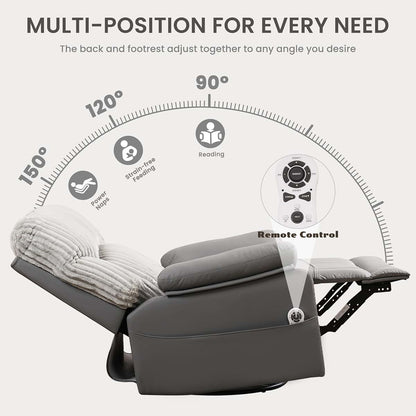 GRAINELL Power Swivel Rocker Recliner Chair with Massage and USB Port