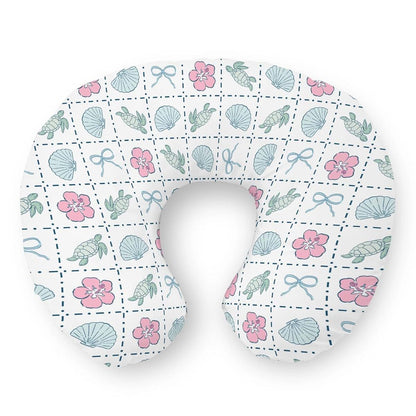 Selgkds Boho Sea Turtles Nursing Pillow Cover Blue Seashells Polyester Zipper Slipcover