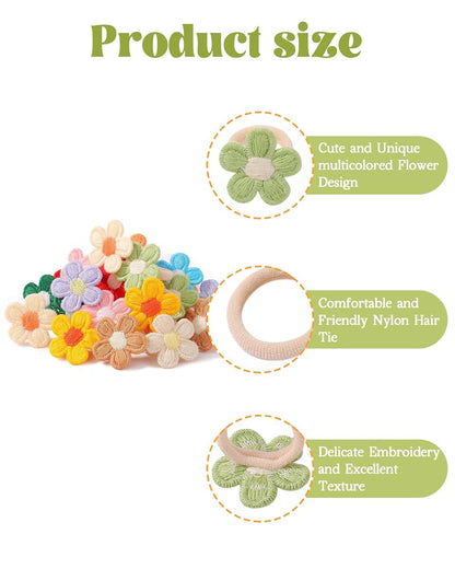 Jollybows Toddler Hair Ties Set for Girls - 24 Piece Flower Elastic Accessories