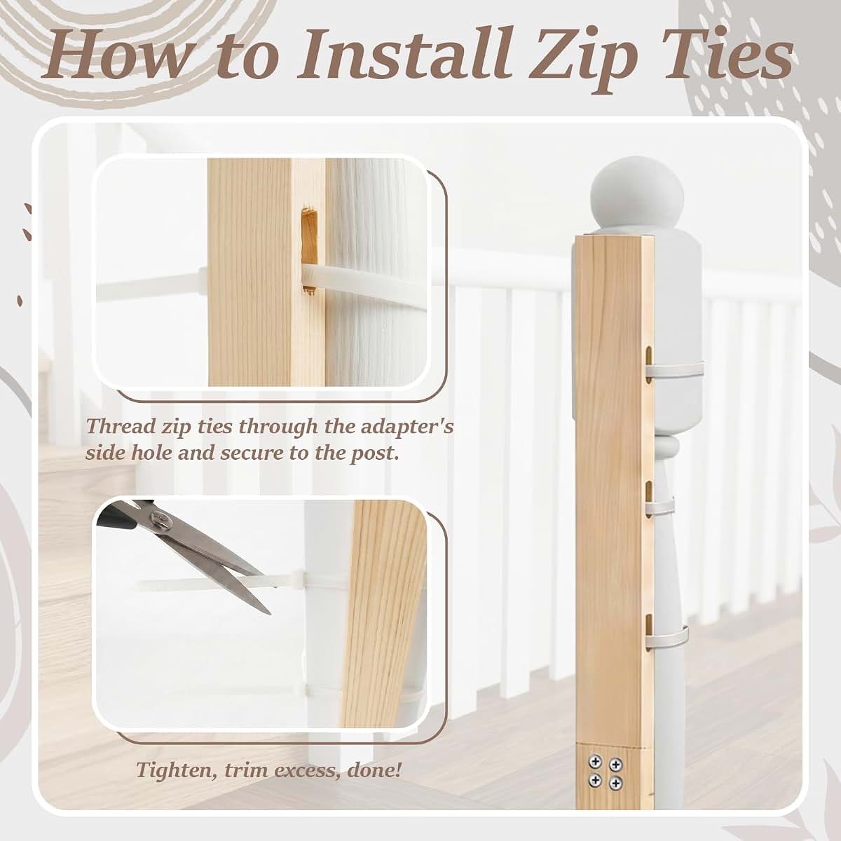 HolyMaji 2 Sets No Hole Baby Gate Banister Adapter Wood Mounting Kit For Stairway