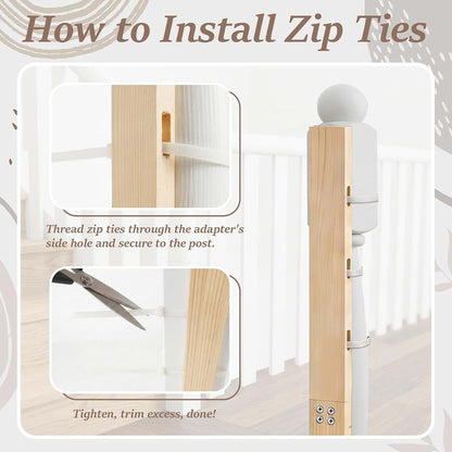 HolyMaji 2 Sets No Hole Baby Gate Banister Adapter Wood Mounting Kit For Stairway