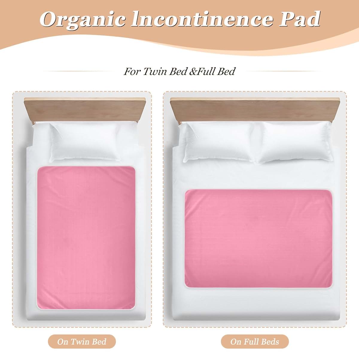 BabyOneStop Hot Pink Reusable Toddler Mattress Pad, 52 x 34 Inch Waterproof Potty Training Pad