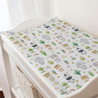 BabyOneStop African Safari Animals Changing Pad Cover for Standard 32x16 Inch Pads