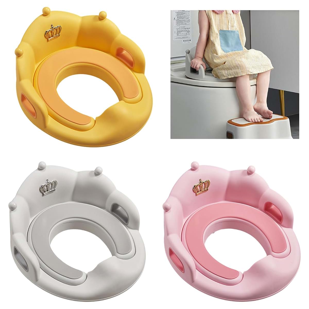 Tkidplw Potty Training Toilet Seat With Handles And Cushion (photo 2)