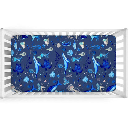 Hwmmbh Navy Nautical Sea Life Crib Sheet for Standard Crib