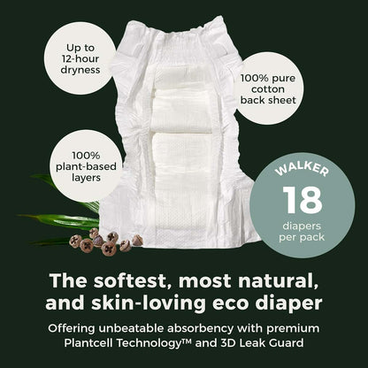 Ecoriginals Eco Walker Diapers Size 5 Plant-Based Disposable 27-40 lbs 18 Pack