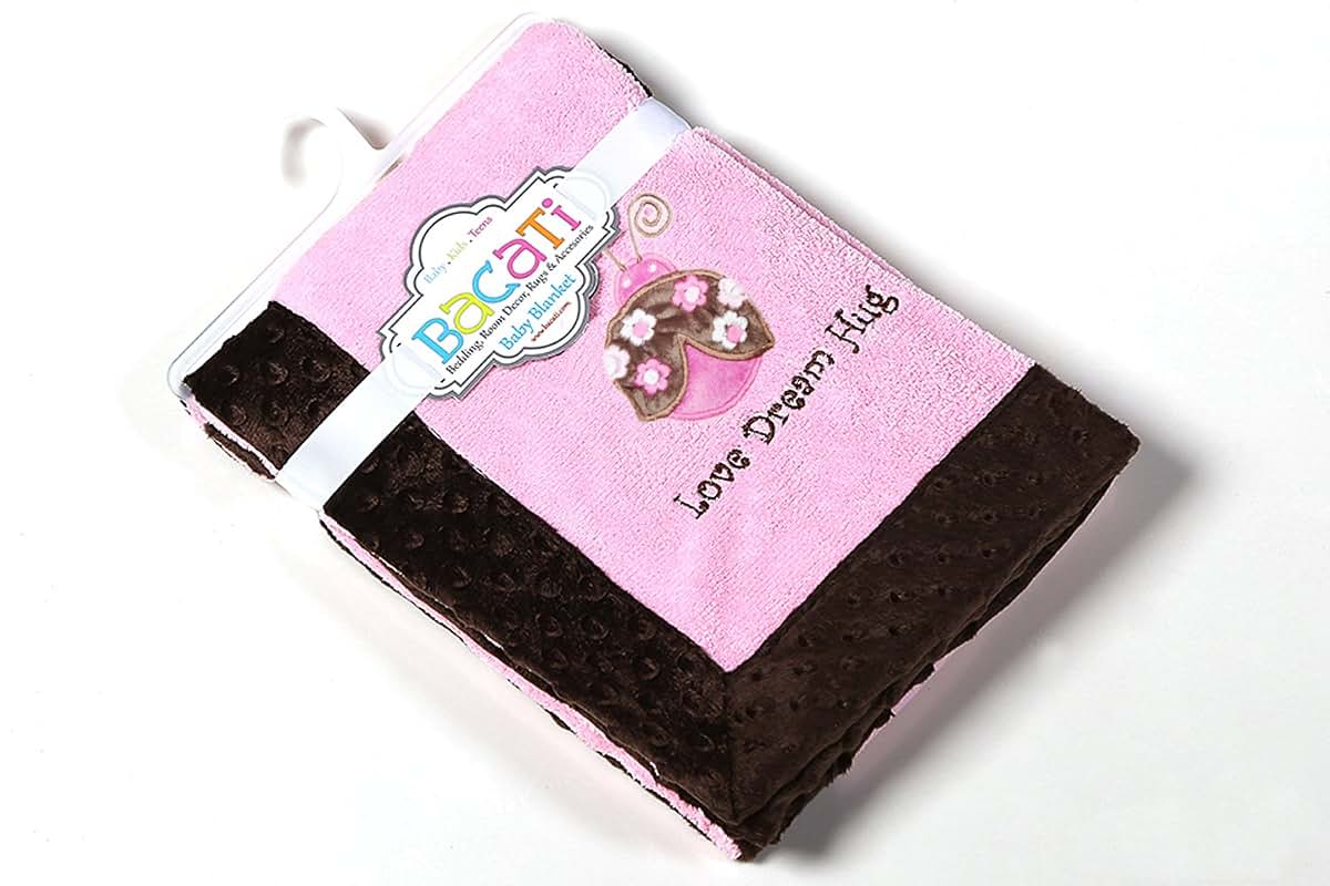 Bacati Ladybug Pink and Chocolate Velour Baby Blanket
