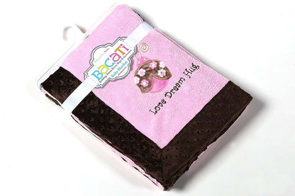 Bacati Ladybug Pink and Chocolate Velour Baby Blanket