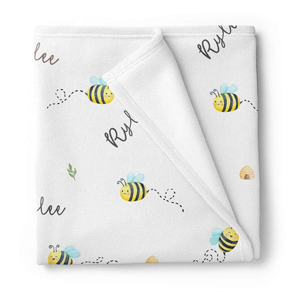 Lovable Gift Co Bees Personalized Baby Receiving Swaddle Blanket
