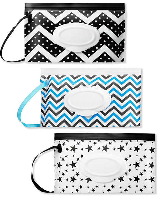 LOYMOK 3 Pack On The Go Wipes Dispenser,Refillable Baby Wipes Container for Travel, Baby Wipes Container Travel, Wet