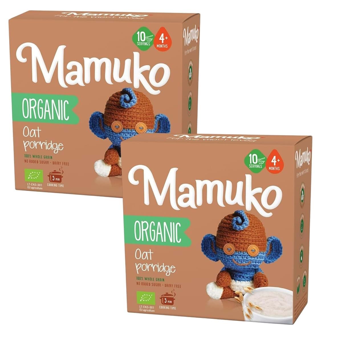 Mamuko High Fiber Porridge - 2 Pack Organic Oat Meal