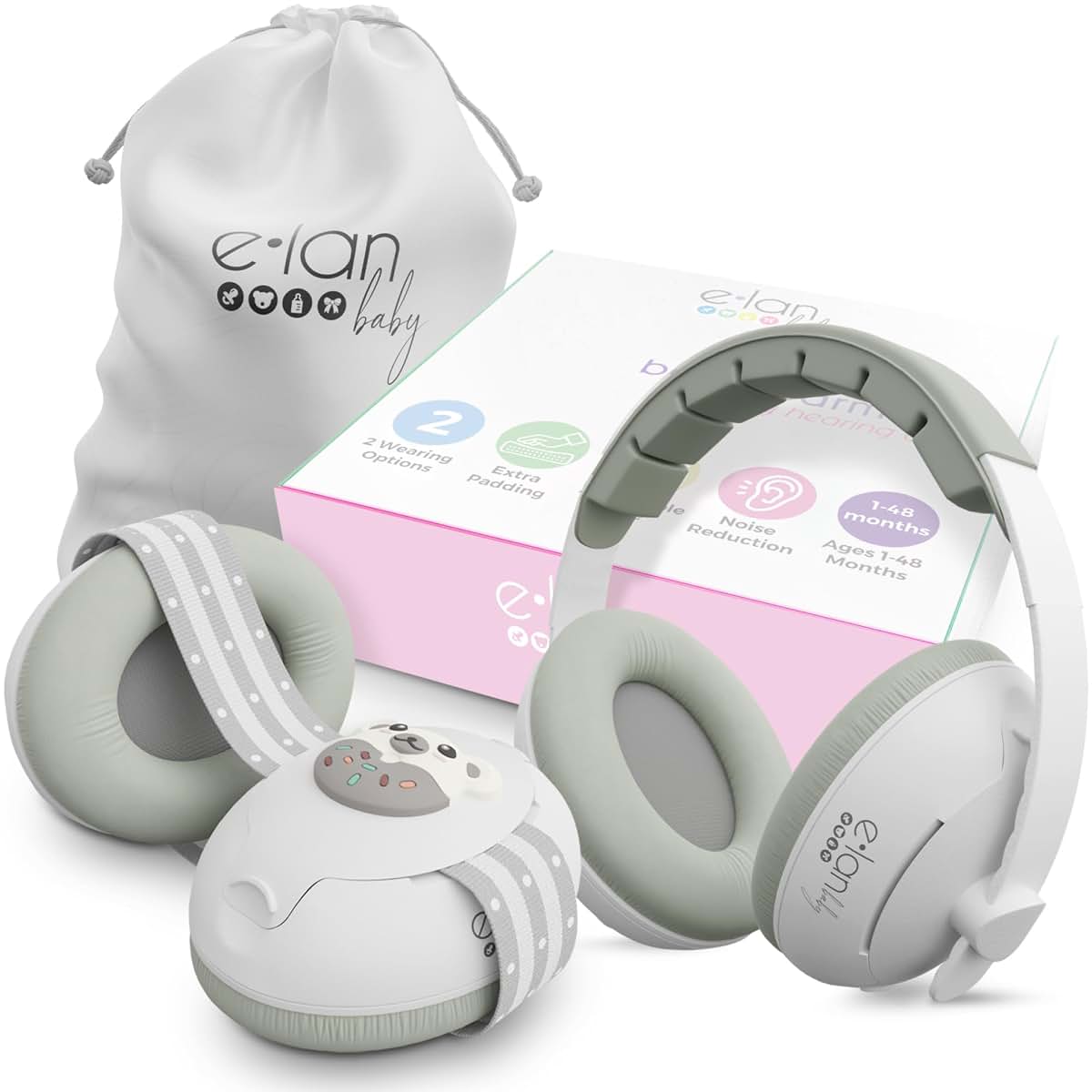 BabyOneStop 2-In-1 Baby Ear Muffs Noise Protection With 2 Headbands