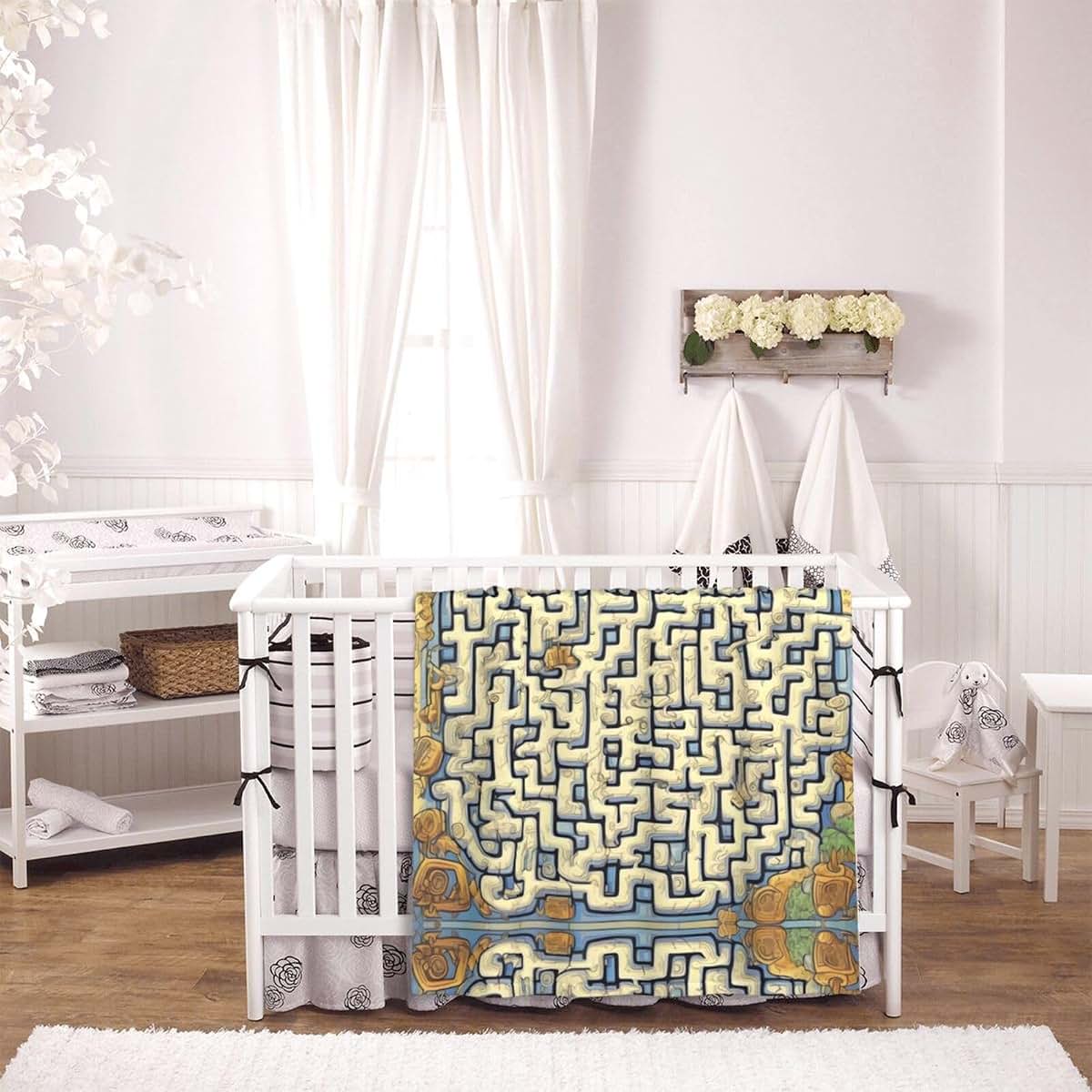 WBQLSL Labyrinth Treasure Map Pattern Baby Blanket 30"x40" Crib nap Blanket Newborn Gift (photo 4)