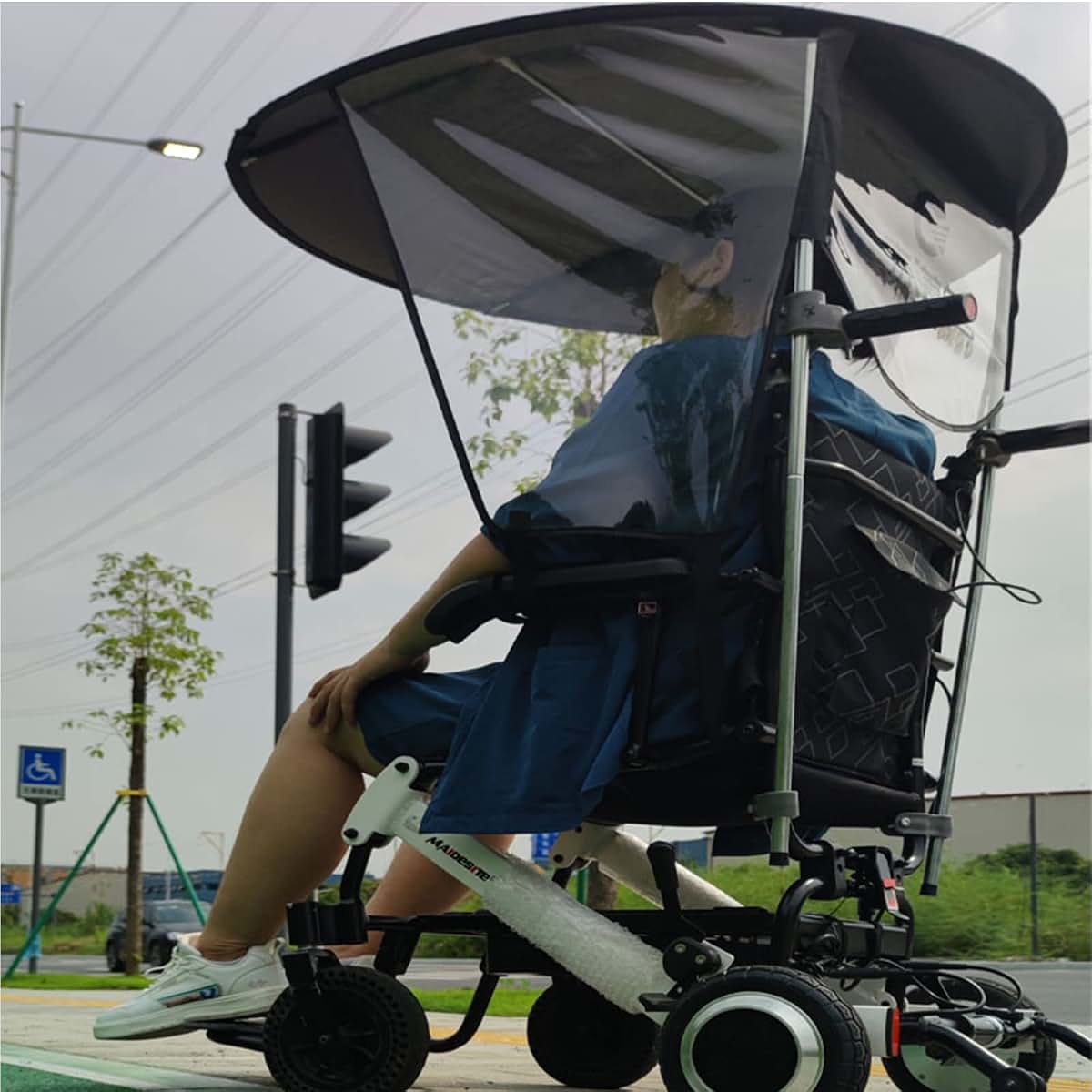 QiuShuiDr Wheelchair Umbrella Adjustable Folding Canopy For Most Wheelchairs