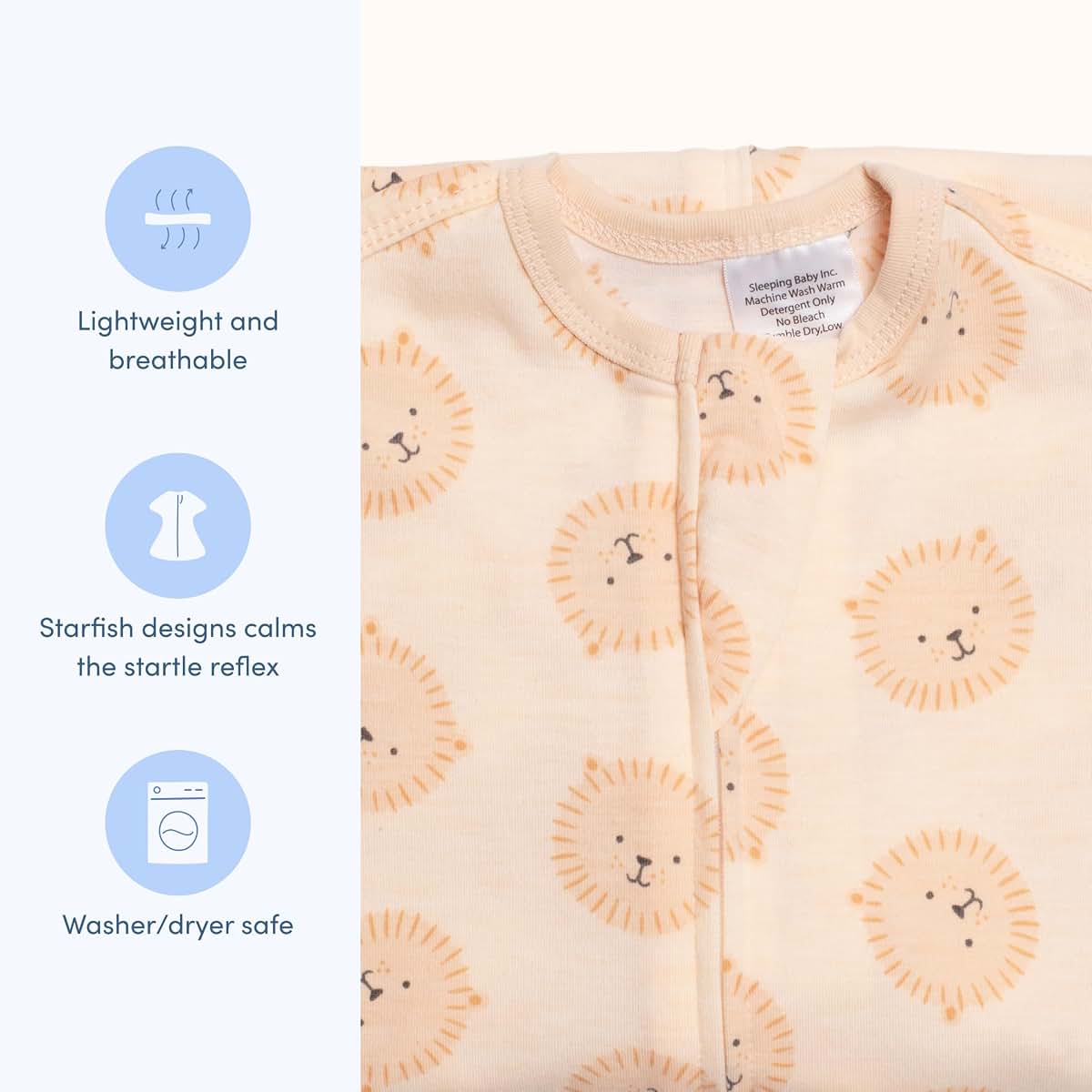 SleepingBaby Zipadee-Zip Transition Swaddle - Lions, Small (4-8 Month)