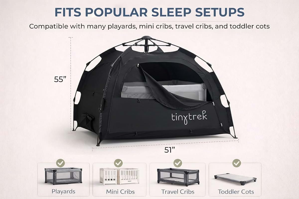 Tiny Trek Pack and Play Blackout Cover and Travel Crib Tent
