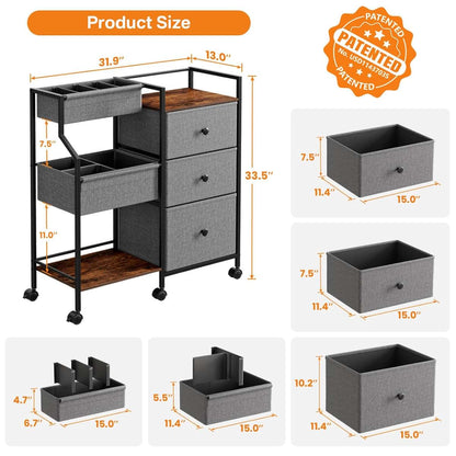 Modanais Baby Diaper Caddy Organizer Rolling Cart with Dividers and Drawers (photo 2)