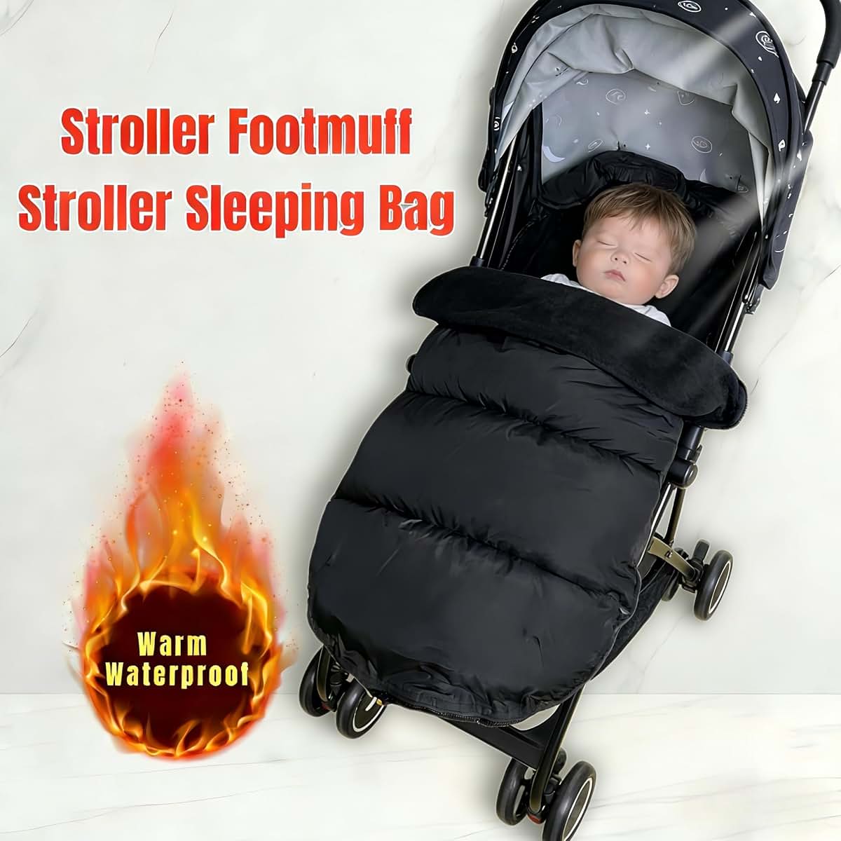 ETOFIXEE Waterproof Thickened Universal Stroller Footmuff - 3-in-1 Baby Bunting Bag, Stroller Sleeping Bag & Cotton Pad (photo 2)