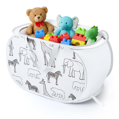 Seefoo Collapsible Toy Box With Zipper Lid