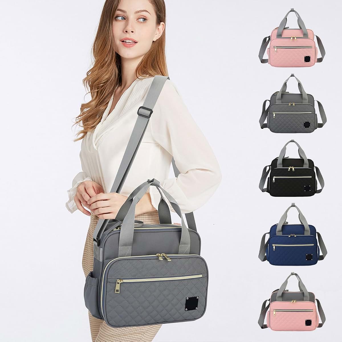 PTILSERY Large Capacity Diaper Bag, Multifunctional Baby Essential Organiser Case Portable Shoulder Bag for Stylish Moms (photo 2)