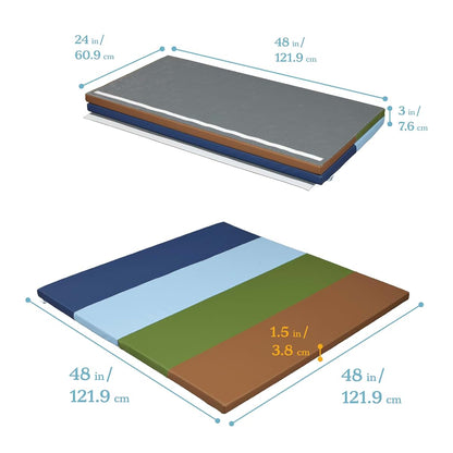 ECR4Kids SoftZone 4-Section Rainbow Runway Activity Mat, Folding Playmat, Earthtone (photo 2)