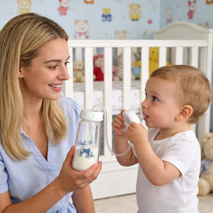 Silicone Kids Bottle 240ml Leakproof Nipple Straw