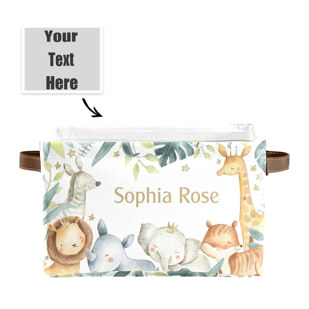Joyestore Safari Animals Personalized Storage Bin with Handle (photo 2)
