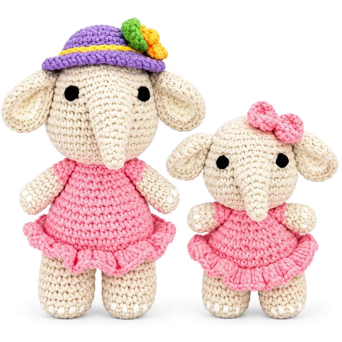 ZenDecor Big Sister Gifts from New Baby, Crochet Elephant Plush with Greeting Card