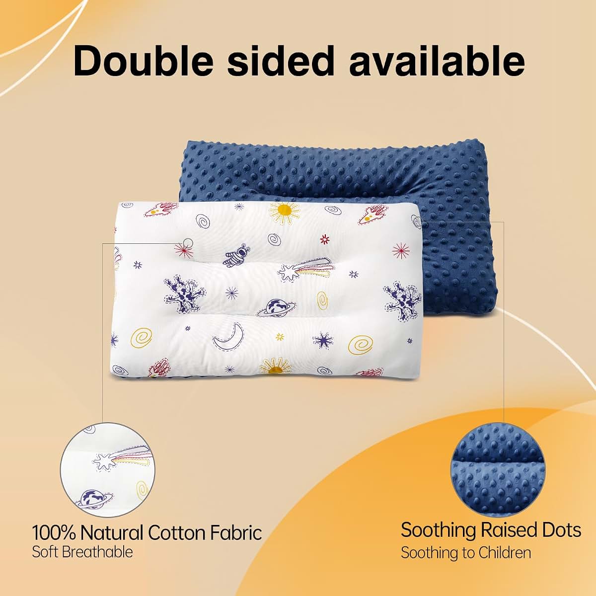 RESTIRY 1Pc Toddler Pillow,Breathable and Skin-Friendly,Machine Washable,100% Cotton Cute Kids Pillows for (photo 3)