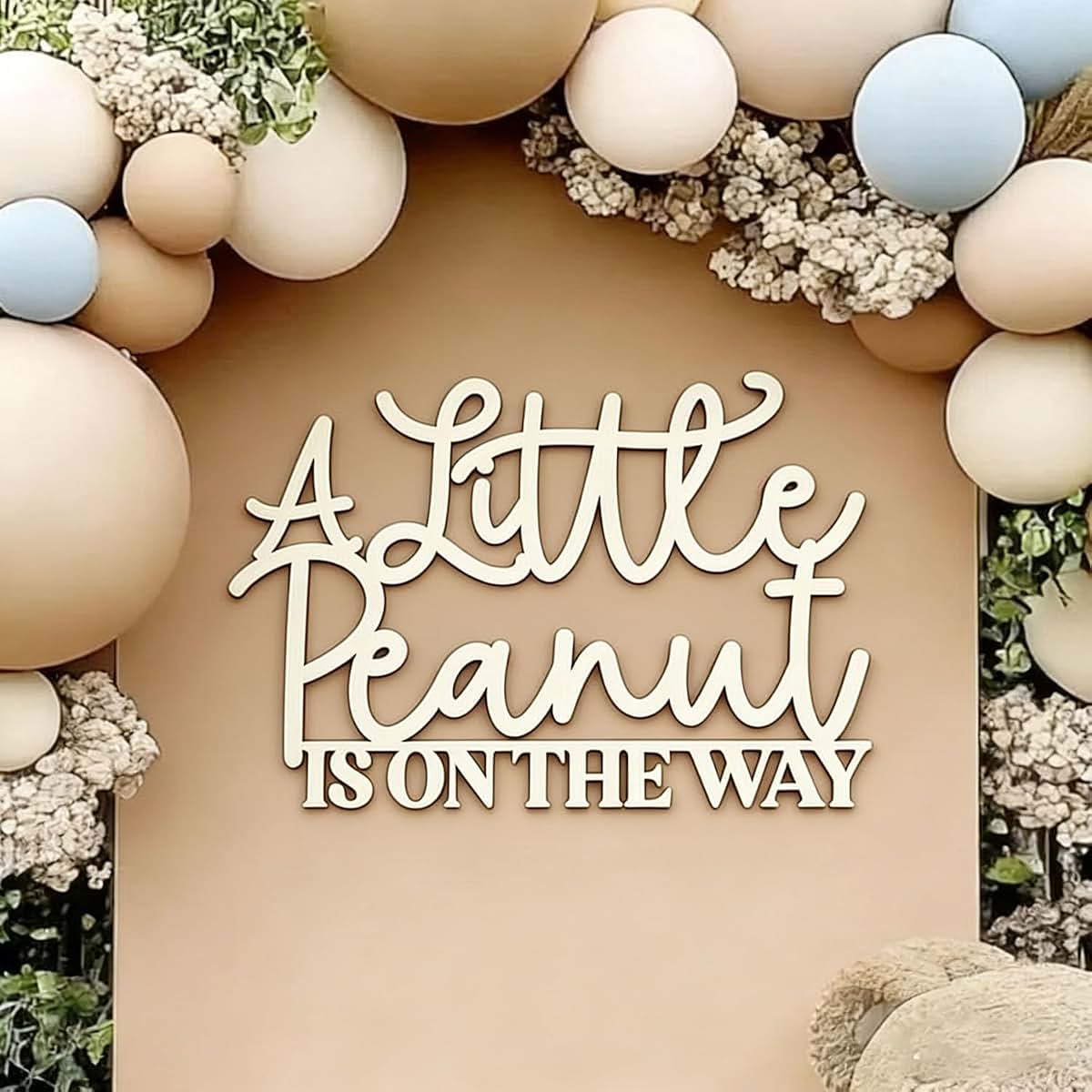 QENWWENG Wooden A Sweet Little Peanut Backdrop Sign