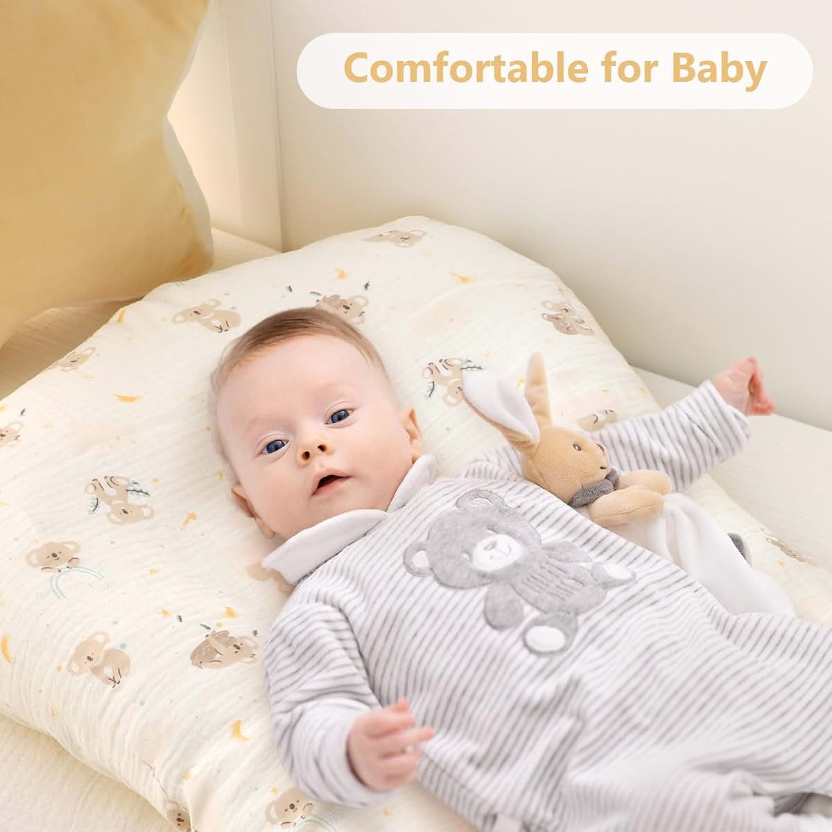 Pea Pod Muslin Baby Lounger Cover 2 Pack, Cotton Slipcover for Newborn Nest, Koala, 0-12 Months