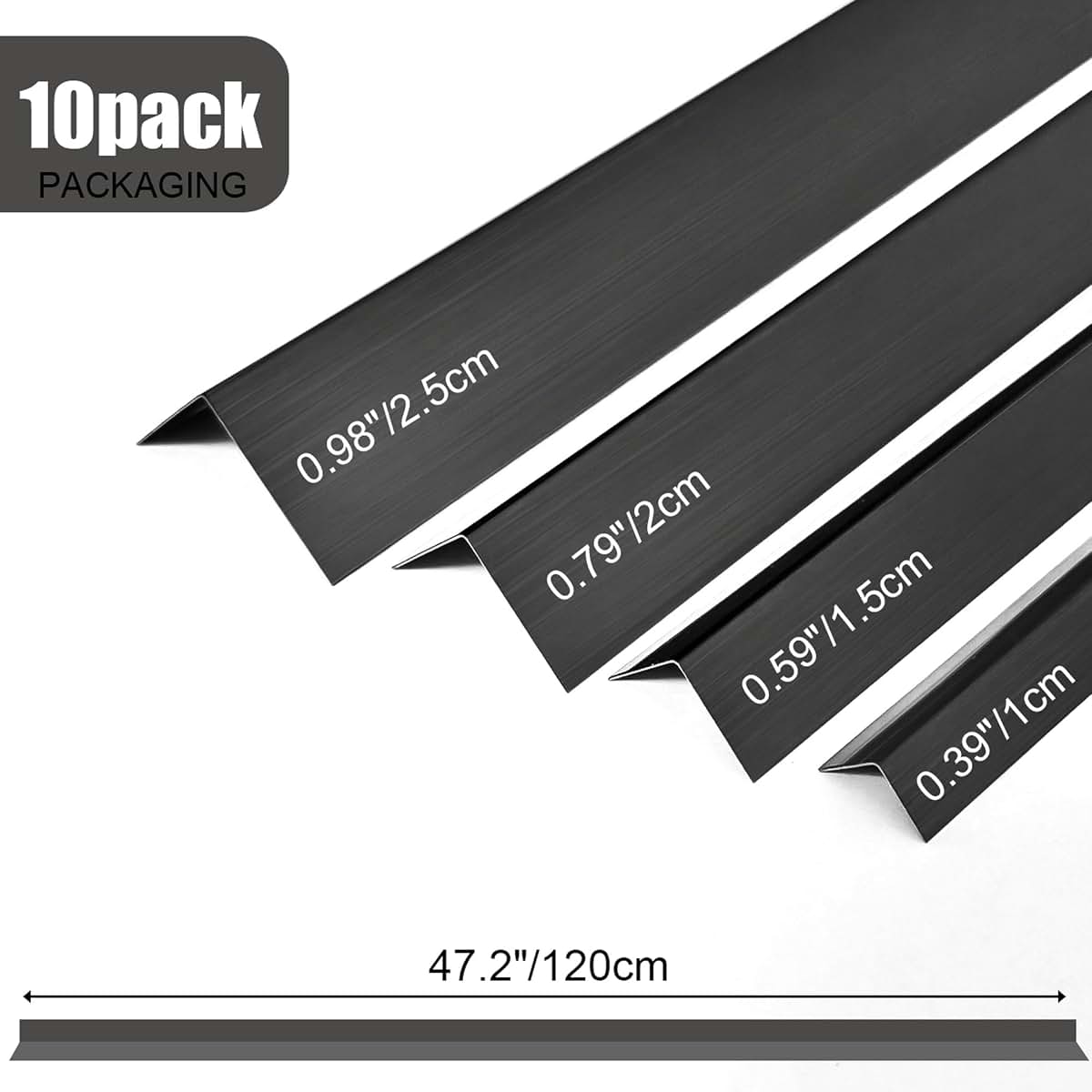 Kajivue Black Stainless Steel Corner Guards - 10 Pack 48 Inch (photo 2)