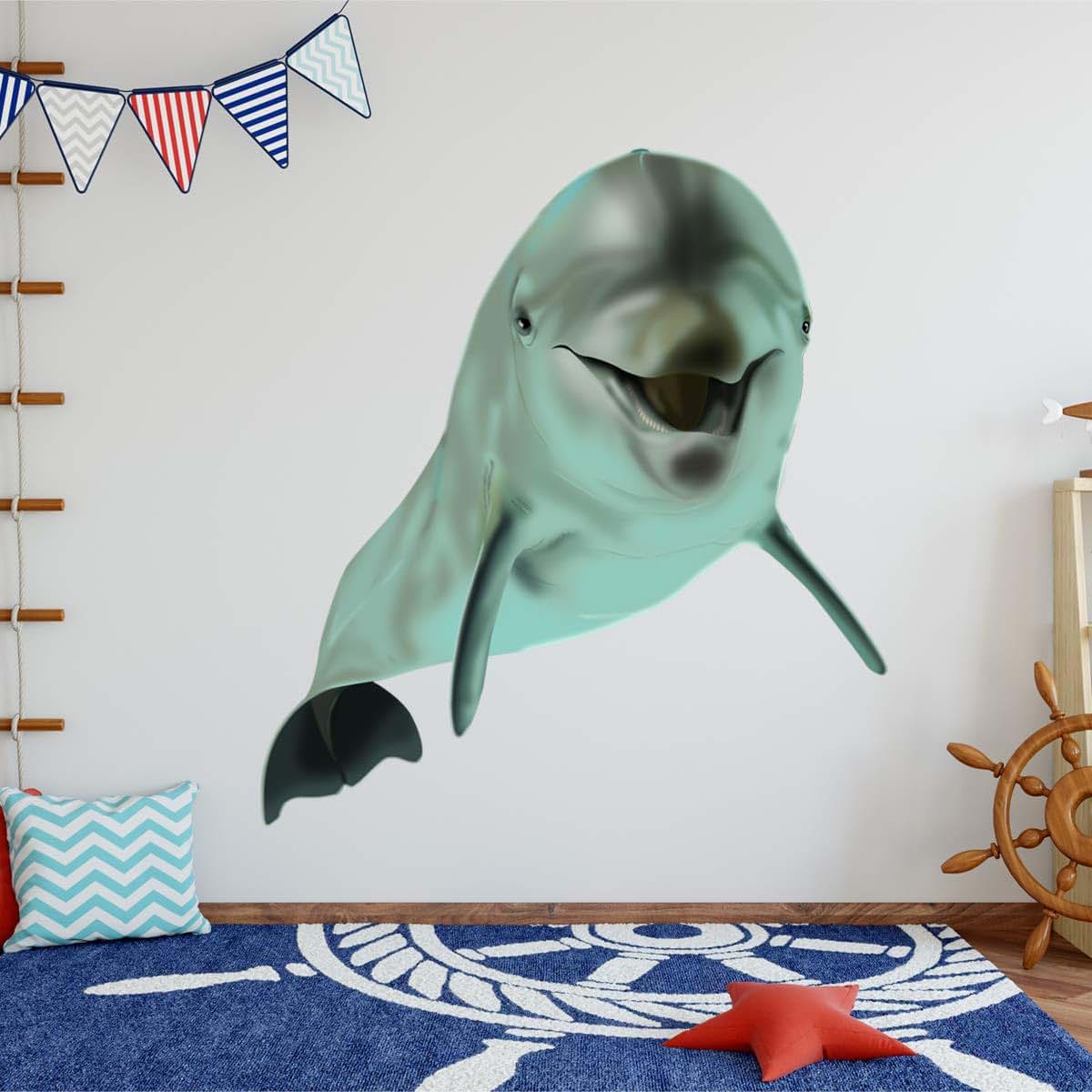 VWAQ Dolphin Wall Decals for Kids Room, Matte Vinyl, 40 x 36 Inches