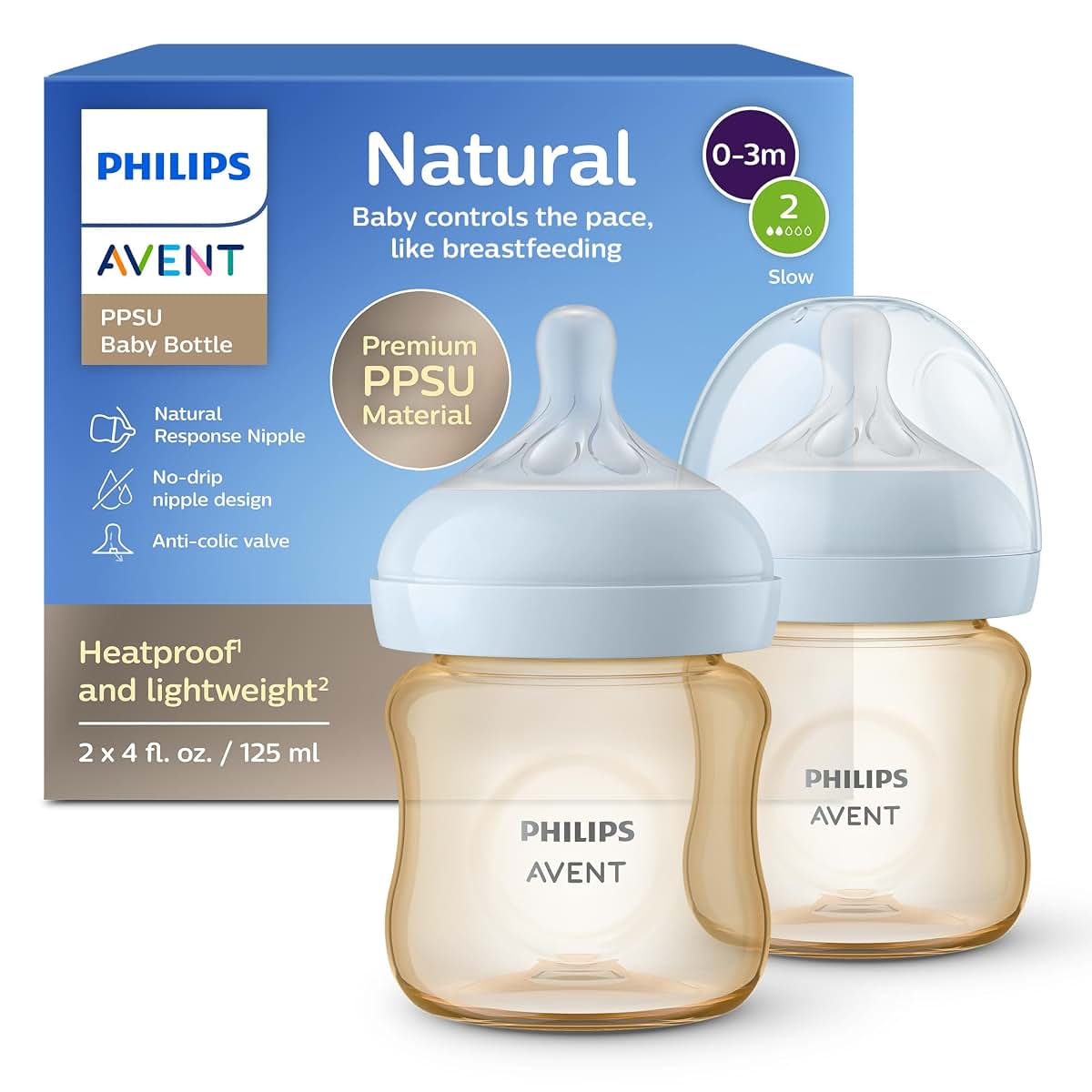Philips Avent Natural PPSU Baby Bottles, 4 oz