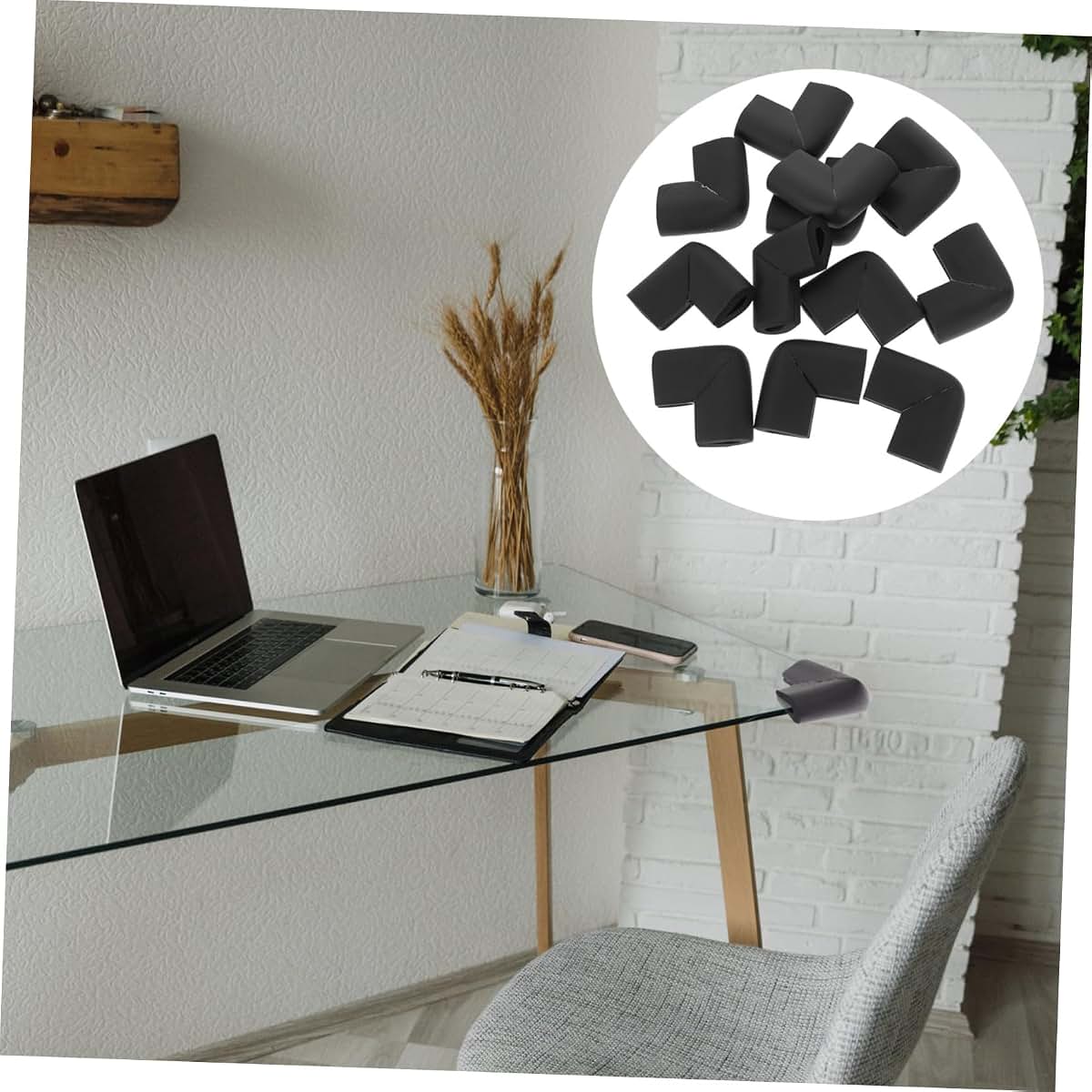 Veemoon U-Shaped Foam Corner Protectors for Furniture, 12 Pack, Black