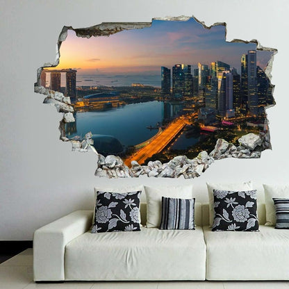 Higoss 3D Broken Wall Landscape Decal