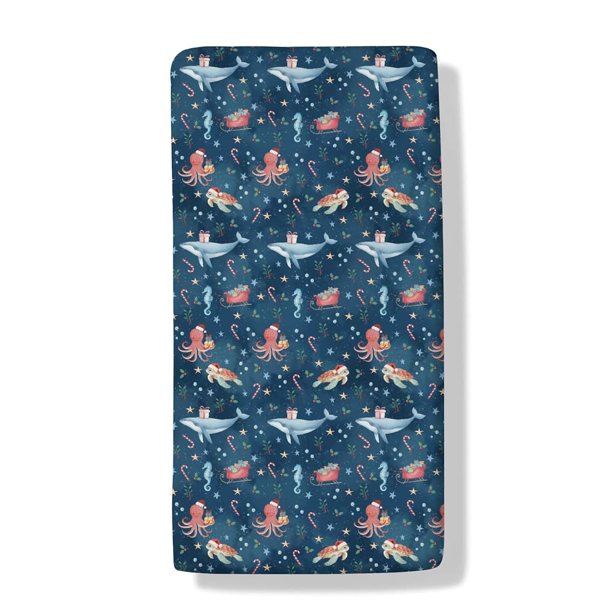 Cstdyfrv Christmas Sea Animals Baby Crib Sheets Coastal Whale Turtle Sea Horse Santa Hat Gifts Baby Sheet Winter
