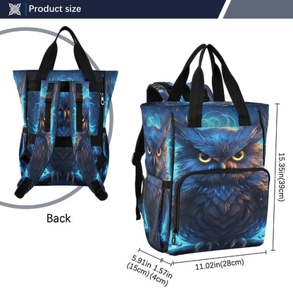 LINNIKEEEE Cool Blue Owl Diaper Bag Travel Backpack Large Capacity Tote Mom Bags for Dad Women Girls (photo 4)