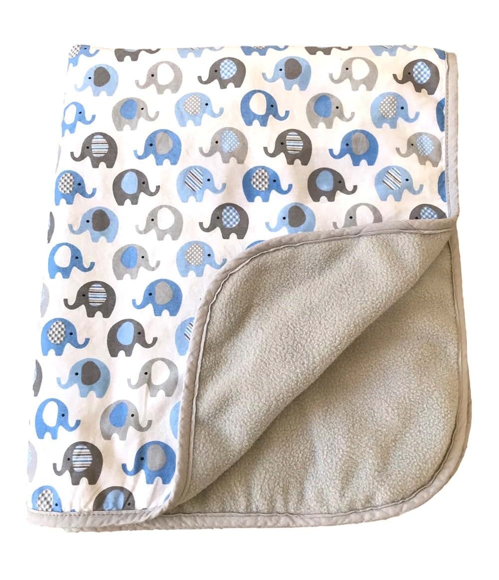 Effe Bebe Vera Elephant Cotton Fleece Baby Blanket Blue Grey