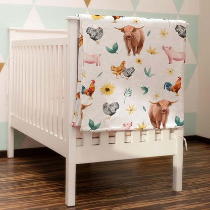 Farm Animals Baby Blanket Flannel Soft 30x40 Inches Swaddle Nursery