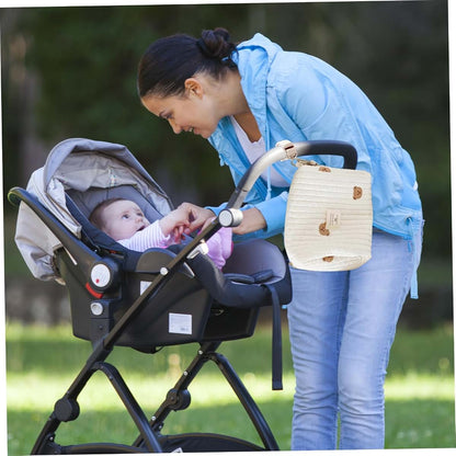 Perodlly Stroller Caddy Cute Bear Pattern Cotton Zipper Closure Stroller Diaper Bag 8.7x3.5x6.3in Organizer for Napkin (photo 4)